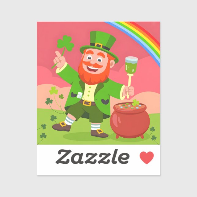 St. Patrick's Day Leprechaun-Illustration  Aufkleber (Blatt)