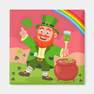 St. Patrick's Day Leprechaun-Illustration Magnet