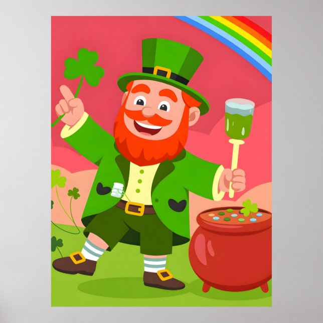St. Patrick's Day Leprechaun-Illustration  Poster (Vorne)