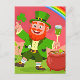 St. Patrick's Day Leprechaun Illustration Postkarte