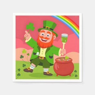 St. Patrick's Day Leprechaun-Illustration Serviette