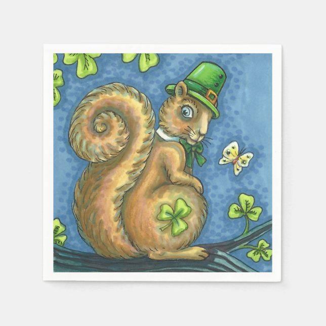 ST. PATRICK'S DAY LEPRECHAUN IRISH SQUIRREL, Lucky Serviette (Vorderseite)