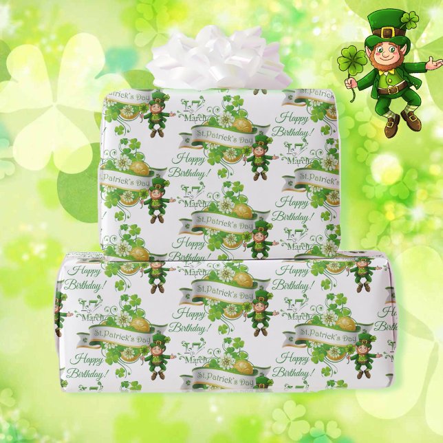 St. Patrick's Day Leprechaun jede Textmeldung Geschenkpapier (Von Creator hochgeladen)