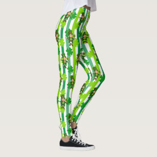 St. Patrick's Day Leprechaun Kleeblatt Green Black Leggings