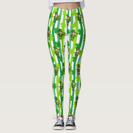 St. Patrick's Day Leprechaun Kleeblatt Green Black Leggings