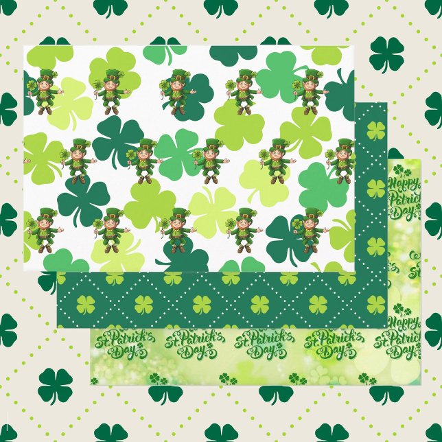 St. Patrick's Day Leprechaun Kleeblatts Green Geschenkpapier Set (Von Creator hochgeladen)