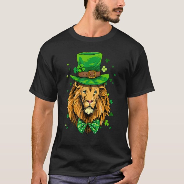 St Patrick's Day Leprechaun Lion Shamrock Lion  Ir T-Shirt (Vorderseite)