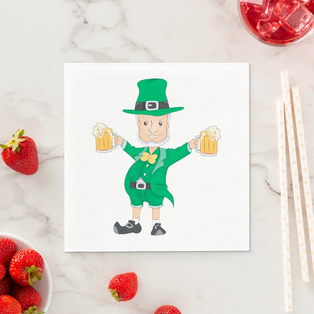 St Patrick's Day Leprechaun mit Bierbäckerchen Tas Serviette (Von Creator hochgeladen)