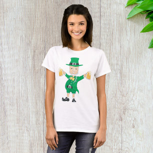 St. Patrick's Day Leprechaun mit Bierkrügen T-Shirt