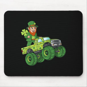 St Patricks Day Leprechaun Monster Truck Lucky Boy Mousepad