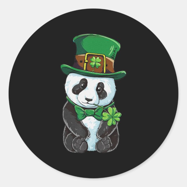 St Patricks Day Leprechaun Panda Irish Kleeblatt Runder Aufkleber (Vorderseite)