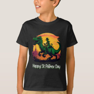 St Patricks Day Leprechaun Riding Dinosaur T-Shirt