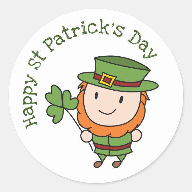 St Patrick's Day Leprechaun Runder Aufkleber (Vorderseite)