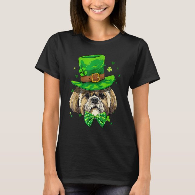 St Patrick's Day Leprechaun Shamrock Shih Tzu Iris T-Shirt (Vorderseite)