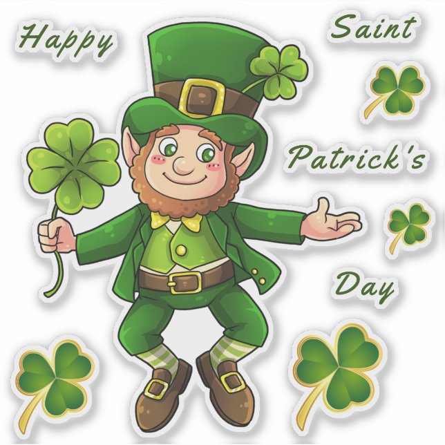 St. Patrick's Day Leprechaun Transparente Aufklebe Aufkleber (Vorderseite)