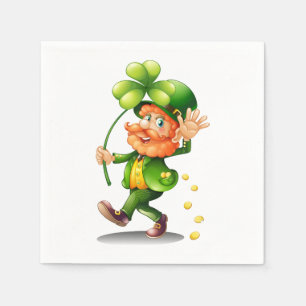 St. Patrick's Day Leprechaun und Goldmünzen Serviette