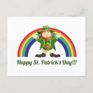 St. Patricks Day Leprechaun und Regenbogen Postkar Postkarte