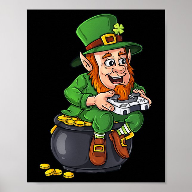 St Patricks Day Leprechaun Video Game Controller B Poster (Vorne)