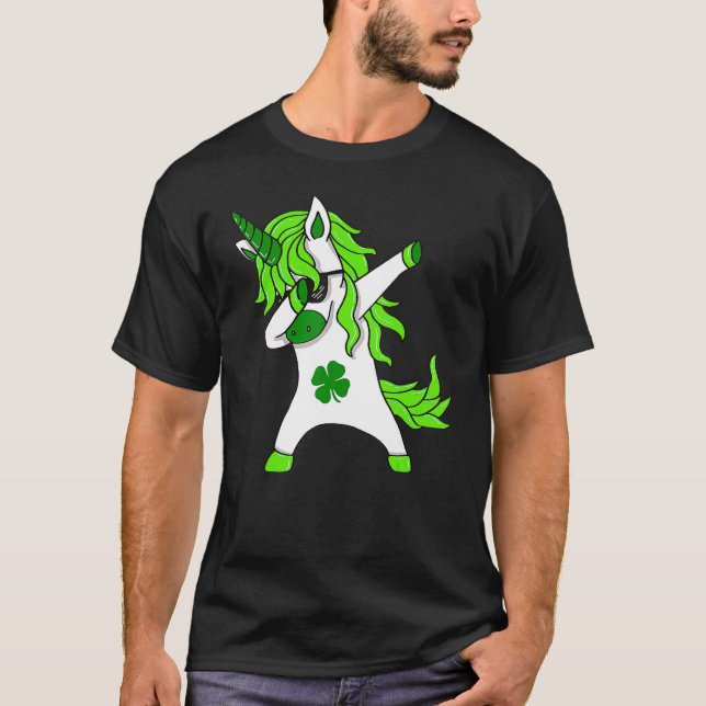 St Patricks Day Lepricorn Dabbing Unicorn T-Shirt (Vorderseite)