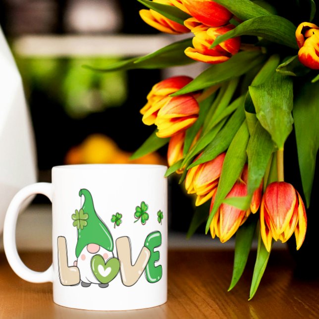 St Patrick's Day Liebe Gnome Kaffeetasse (Von Creator hochgeladen)