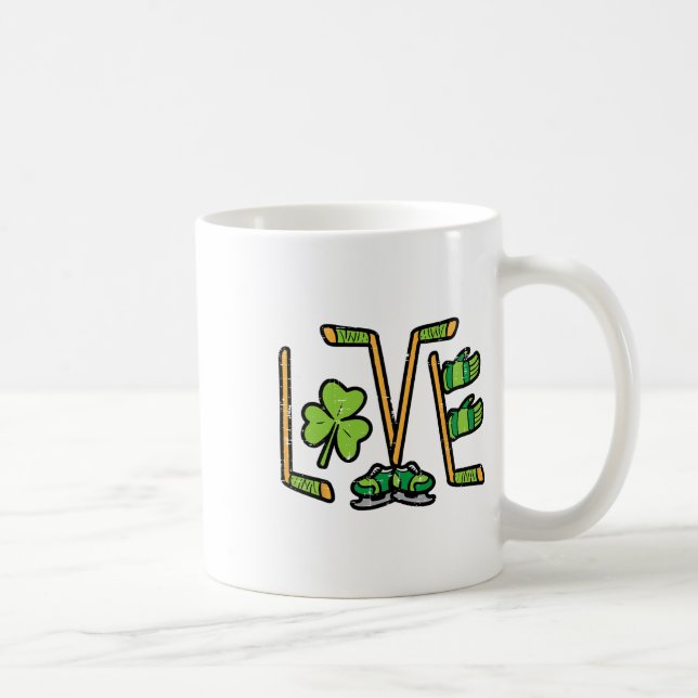 St Patricks Day Liebe Ice Hockey Saint Paddys Men  Kaffeetasse (Rechts)