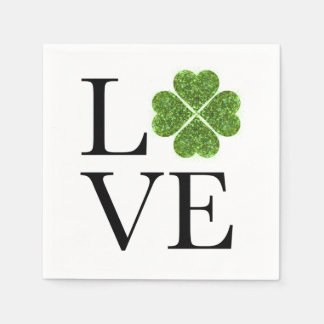 St. Patrick's Day - Liebe | Kleeblatt für grünen G Serviette