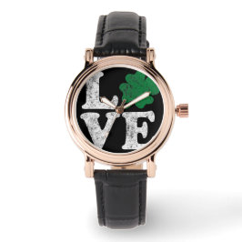 St Patrick's Day LIEBE Kleeblatt Irish Armbanduhr