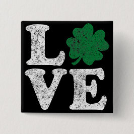 St Patrick's Day LIEBE Kleeblatt Irish Button