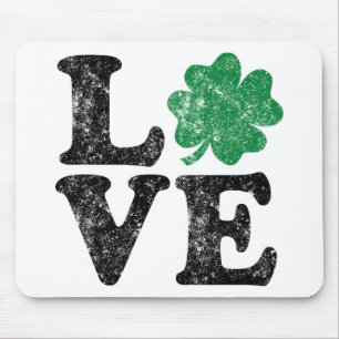 St Patrick's Day LIEBE Kleeblatt Irish Mousepad