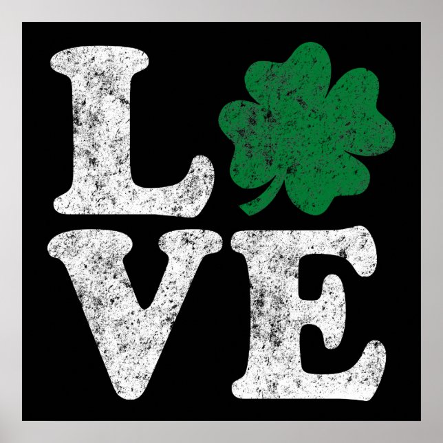 St Patrick's Day LIEBE Kleeblatt Irish Poster (Vorne)