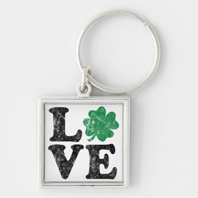 St Patrick's Day LIEBE Kleeblatt Irish Schlüsselanhänger (Vorne)
