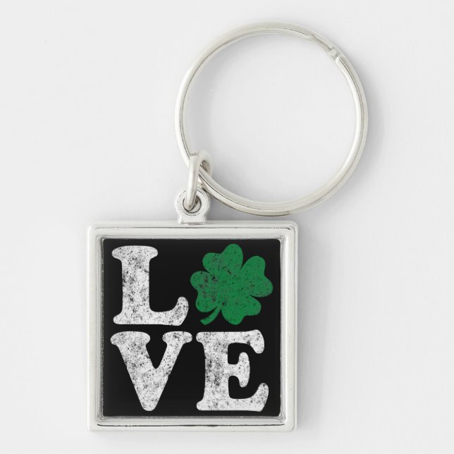 St Patrick's Day LIEBE Kleeblatt Irish Schlüsselanhänger (Vorne)