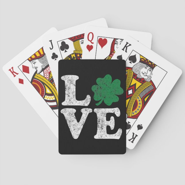 St Patrick's Day LIEBE Kleeblatt Irish Spielkarten (Rückseite)