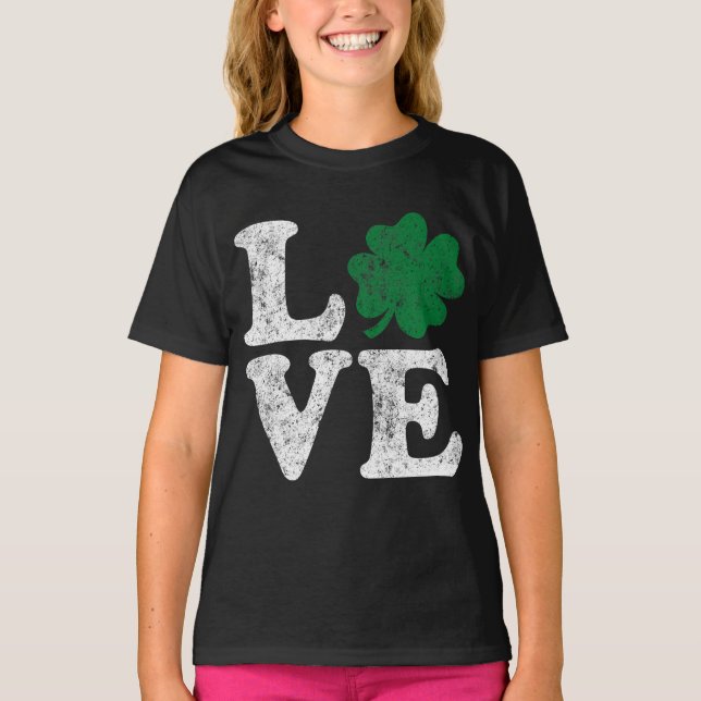 St Patrick's Day LIEBE Kleeblatt Irish T-Shirt (Vorderseite)