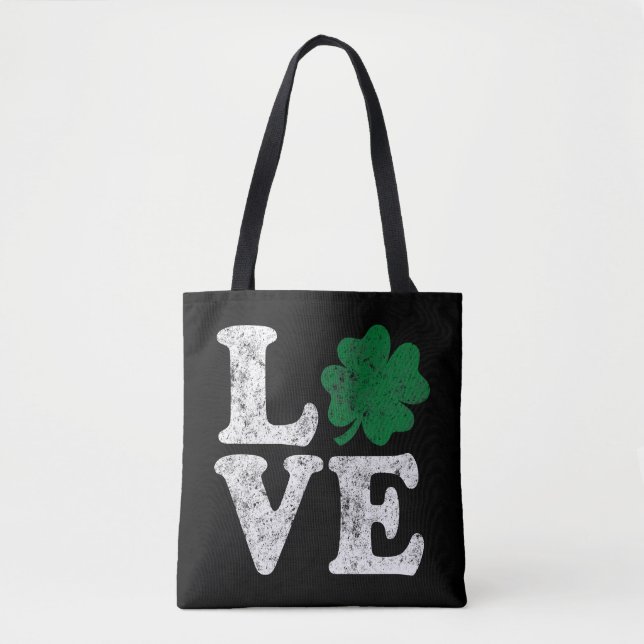 St Patrick's Day LIEBE Kleeblatt Irish Tasche (Vorderseite)