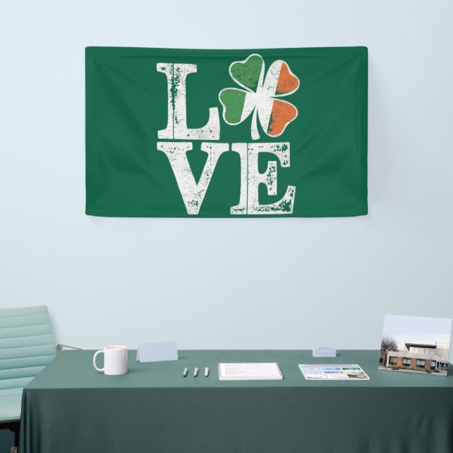 St Patricks Day Liebe Lucky Irish Kleeblatt Green Banner (Messeveranstaltung)