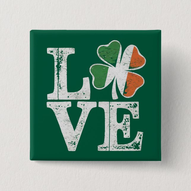 St Patricks Day Liebe Lucky Irish Kleeblatt Green Button (Vorderseite)