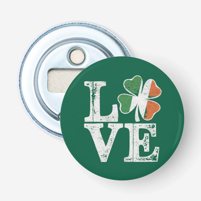 St Patricks Day Liebe Lucky Irish Kleeblatt Green Flaschenöffner (Vorderseite)