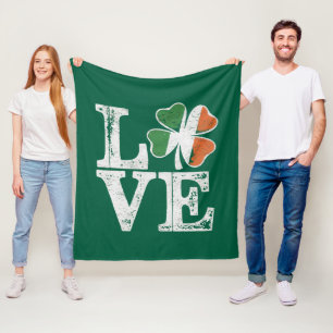 St Patricks Day Liebe Lucky Irish Kleeblatt Green Fleecedecke