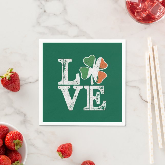 St Patricks Day Liebe Lucky Irish Kleeblatt Green Serviette (Beispiel)