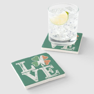 St Patricks Day Liebe Lucky Irish Kleeblatt Green Steinuntersetzer