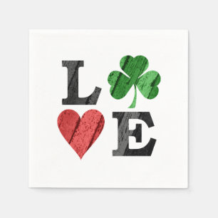 St. Patrick's Day LIEBE mit Herz und Kleeblatt Serviette