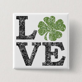 St Patricks Day LIEBE mit Kleeblatt Button