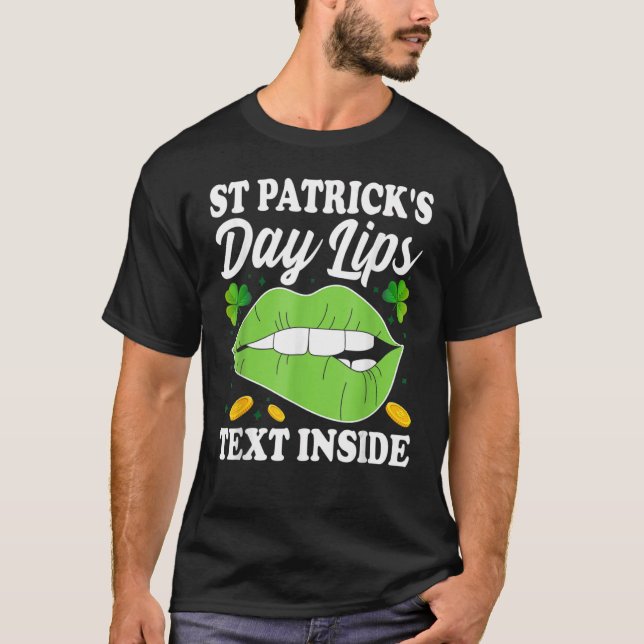 St Patricks Day Lips Kleeblatt St Patrick's Day T-Shirt (Vorderseite)