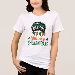 St. Patrick's Day Little Miss Shenanigans Tri-Blend Shirt