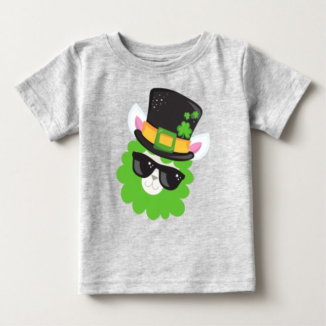 St. Patrick's Day, Llama, Alpaca, Leprechaun Hat Baby T-shirt (Vorderseite)