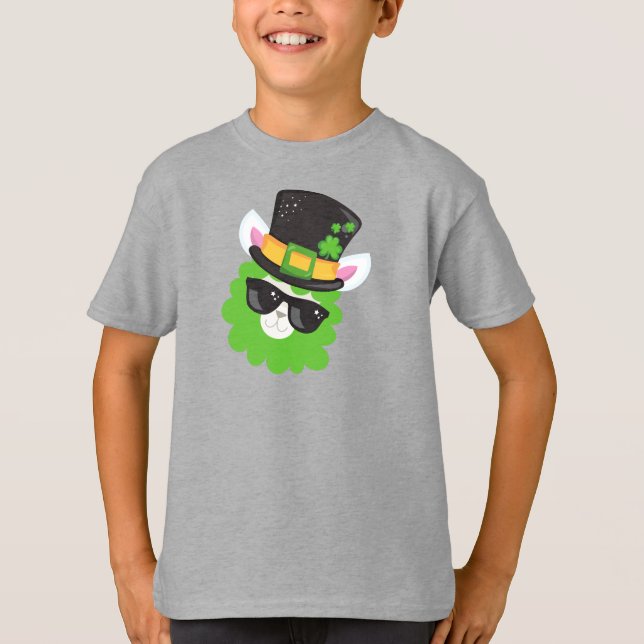 St. Patrick's Day, Llama, Alpaca, Leprechaun Hat T-Shirt (Vorderseite)