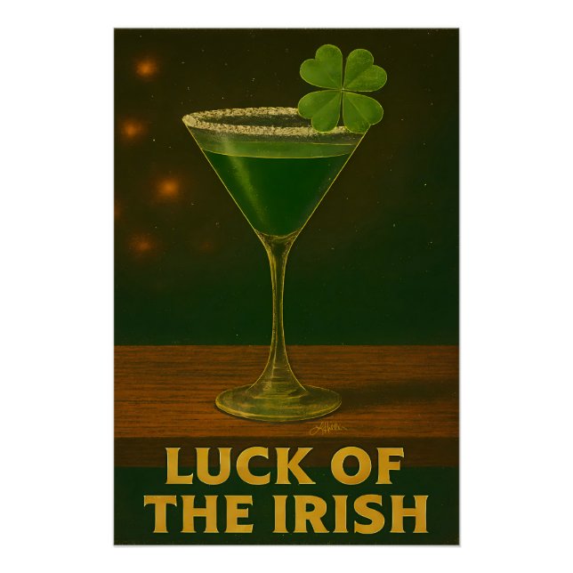 St. Patrick's Day Luck Of The Irish Clover Martini Poster (Vorderseite)