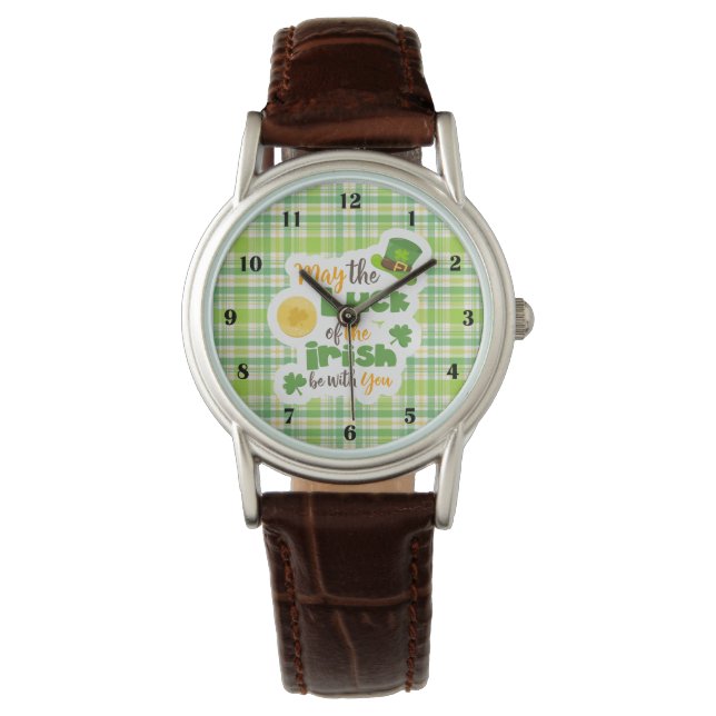 St. Patricks Day Luck of the Irish Kariert Armbanduhr (Vorderseite)