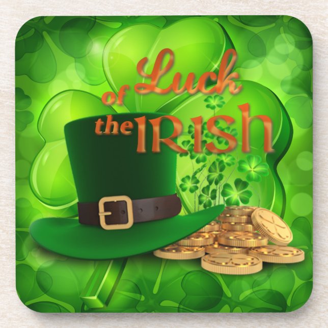 St. Patrick's Day "Luck of the Irish" Kleeblatt Untersetzer (Vorderseite)